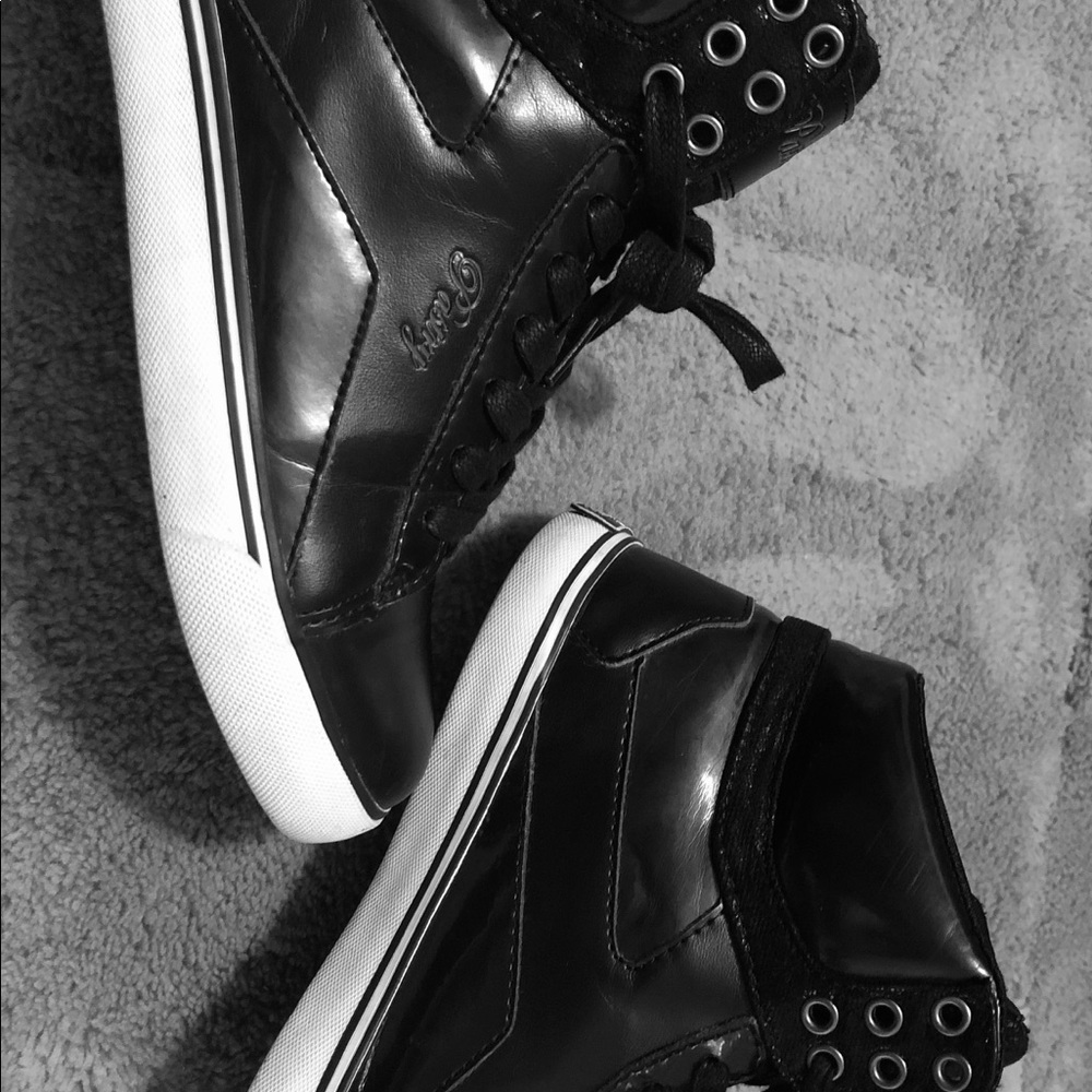 High top black and white pastry sneakers